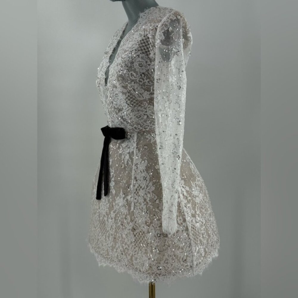 🆕 BRONX & BANCO 🧿 NWOT Isa Long Sleeve Mini Dress, with Bow - Sz M / US 6 - Picture 5 of 16